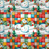 Quilt Look Patchwork Christmas Snowman ファブリック (タイル)