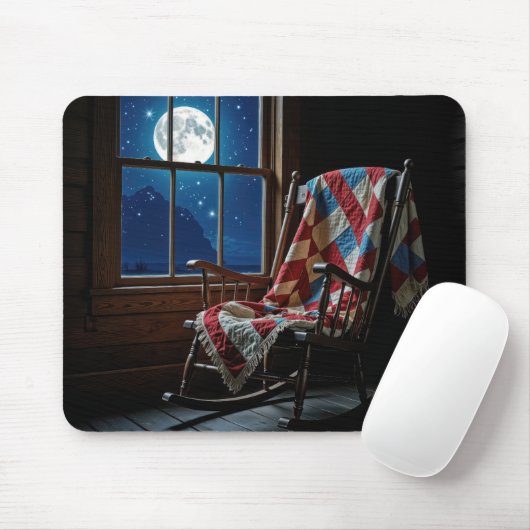 Quilt On a Rocking Chair In Moonlight マウスパッド (マウス)