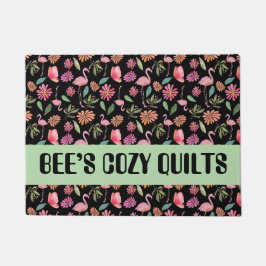 Quilt Patchwork Black Store Name doormat ドアマット