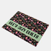 Quilt Patchwork Black Store Name doormat ドアマット (アングル)