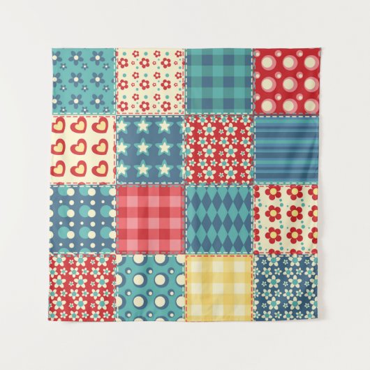 Quilt seamless pattern. Vintage patchwork backgrou タペストリー (正面)