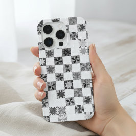 Quilt Star Phone Case Vintage Patchwork Geometric iPhone 15 Proケース