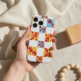 Quilt Star Phone Case Vintage Patchwork Geometric iPhone 15 Proケース