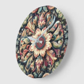 Quilted Abstract Floral Design ラージ壁時計 (傾斜)