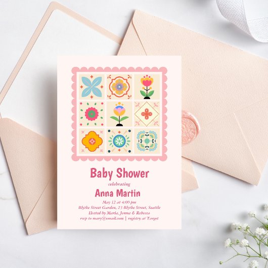 Quilted Baby Shower Invitation 招待状