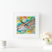 Quilted Catshark 090724AREF124 - Watercolor スクエア壁時計 (ホーム)