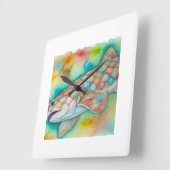 Quilted Catshark 090724AREF124 - Watercolor スクエア壁時計 (傾斜)