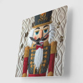 Quilted Christmas Nutcracker スクエア壁時計 (傾斜)