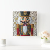 Quilted Christmas Nutcracker スクエア壁時計 (ホーム)