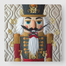 Quilted Christmas Nutcracker スクエア壁時計
