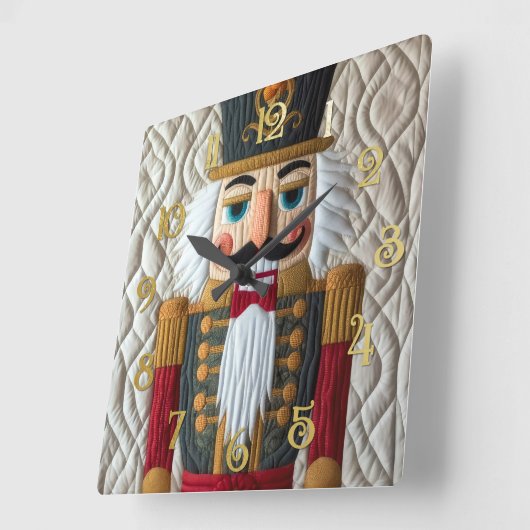 Quilted Christmas Nutcracker スクエア壁時計 (傾斜)