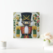 Quilted Christmas Nutcracker スクエア壁時計 (ホーム)