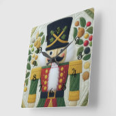 Quilted Christmas Nutcracker スクエア壁時計 (傾斜)