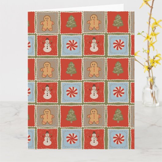 Quilted Christmas Tile Wallpaper カード (黄色い花)