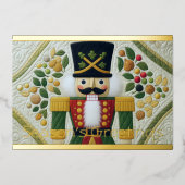 Quilted Design Nutcracker Christmas 箔シーズンカード (正面)