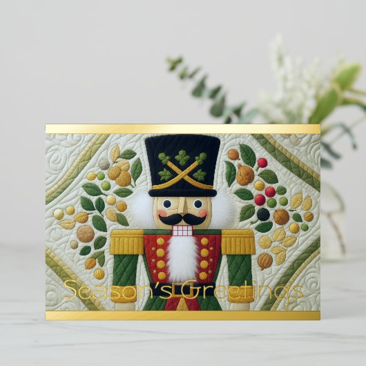 Quilted Design Nutcracker Christmas 箔シーズンカード (立ち正面)