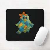 Quilted Ghost With Orange Bow Halloween Design  マウスパッド (マウス)