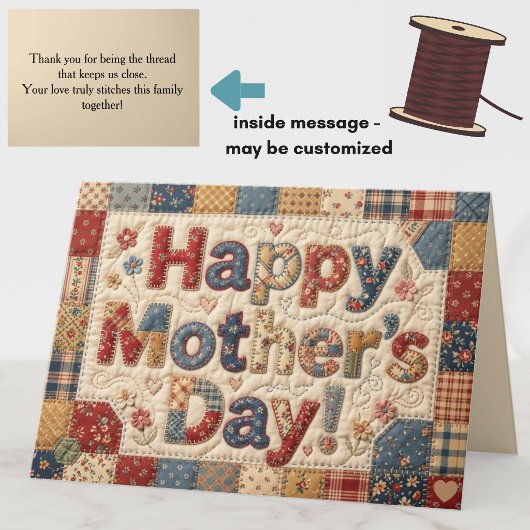 Quilted "Happy Mother's Day" Colorful Heartfelt カード