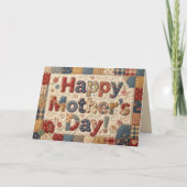 Quilted "Happy Mother's Day" Colorful Heartfelt カード (正面)