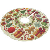 Quilted Look Christmas Motifs ブラッシュドポリエステルツリースカート (アングル)