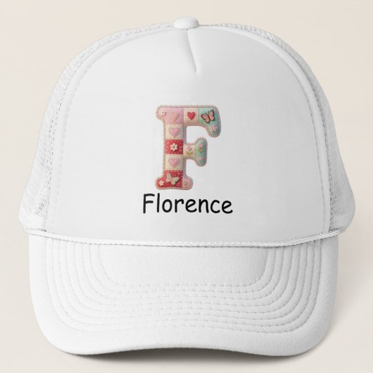 Quilted Patchwork Initial Letter F Nursery キャップ (正面)