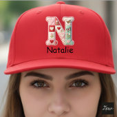 Quilted Patchwork Initial Letter N Nursery キャップ