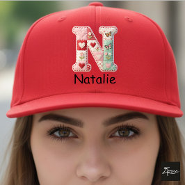 Quilted Patchwork Initial Letter N Nursery キャップ