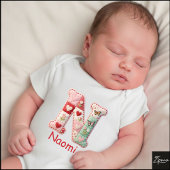 Quilted Patchwork Initial Letter N Nursery ベビーボディスーツ