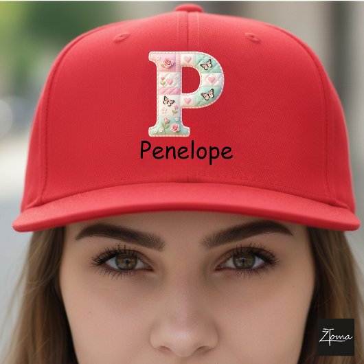 Quilted Patchwork Initial Letter P Nursery キャップ