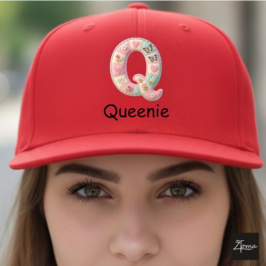 Quilted Patchwork Initial Letter Q Nursery キャップ