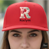 Quilted Patchwork Initial Letter R Nursery キャップ