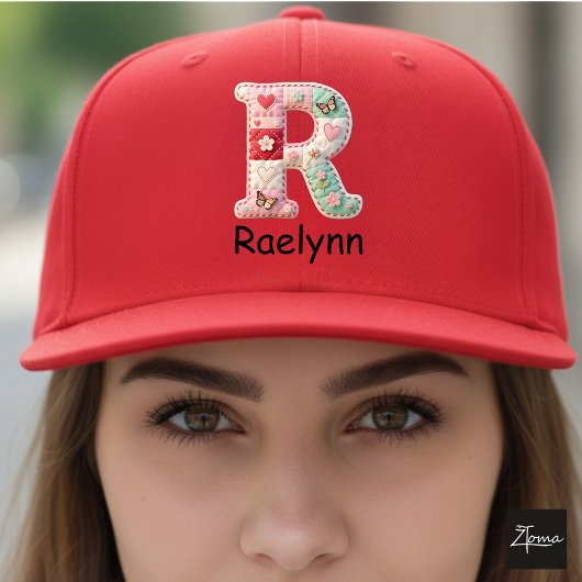 Quilted Patchwork Initial Letter R Nursery キャップ