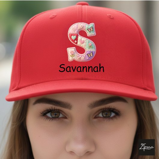 Quilted Patchwork Initial Letter S Nursery キャップ