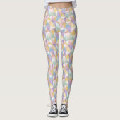 Quilted Patchwork Triangles Peach Lavender sage レギンス (正面)
