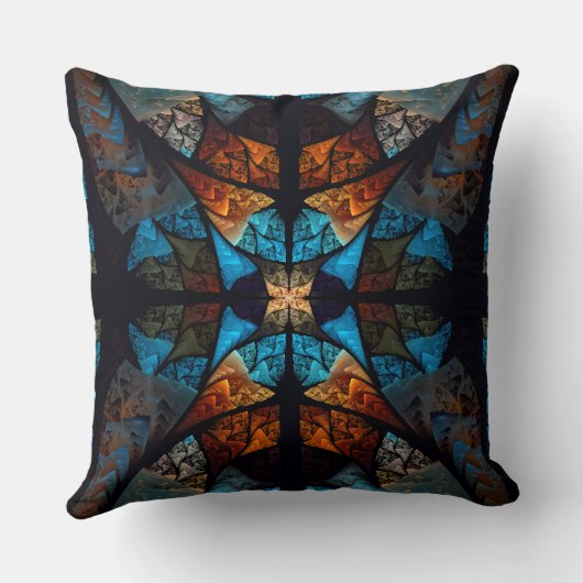 Quilted Star Abstract in Blues クッション (裏面)