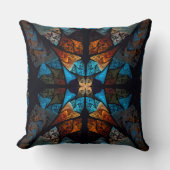 Quilted Star Abstract in Blues クッション (正面)