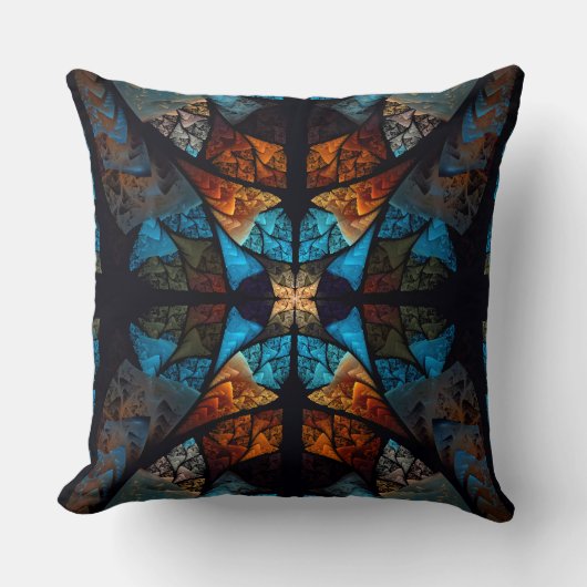 Quilted Star Abstract in Blues クッション (正面)