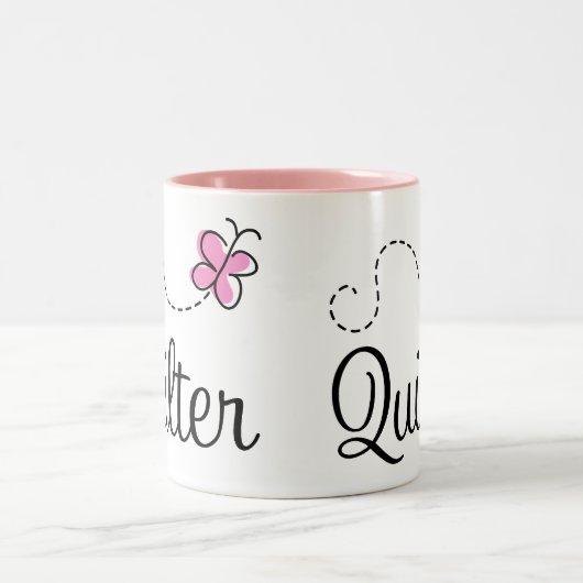 Quilterのかわいいピンクのギフト ツートーンマグカップ (中央)