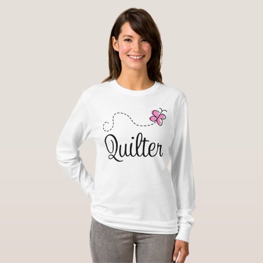 Quilterのかわいいピンクのギフト Tシャツ (正面フル)