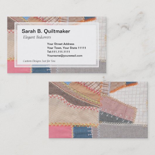Quilterのための旧式で熱狂するなキルト、骨董屋 名刺 (正面/裏面)