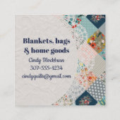 Quilterのキルティングの花柄のストライプな名刺 スクエア名刺 (裏面)