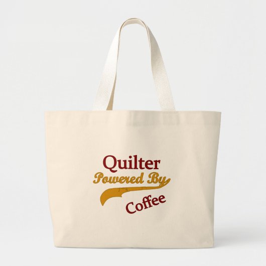Quilterはコーヒーによって動力を与えました ラージトートバッグ (正面)