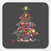 Quilter Merry Christmas Tree Quilt Block Quilting スクエアシール (正面)