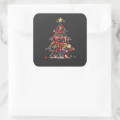 Quilter Merry Christmas Tree Quilt Block Quilting  スクエアシール (バッグ)