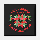 Quilter Merry Quilty Christmas Tree Quilt Block Qu マグネット (正面)