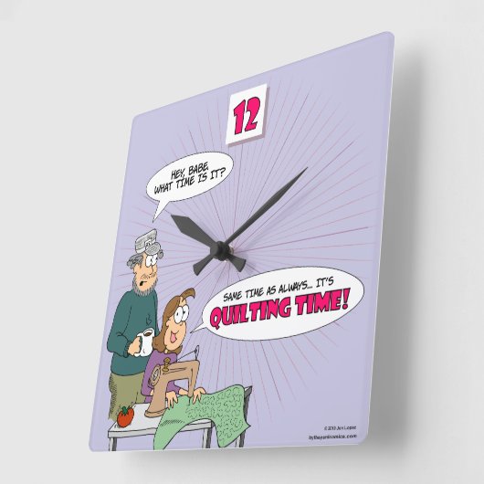 Quiltersのための常にキルトにするタイムの時計 スクエア壁時計 (傾斜)