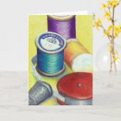 Quiltersのための木のスプールのスケッチ- Cに挨拶すること カード (黄色い花)