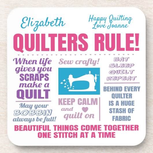 Quilters Quilting Quotes コースター (正面)