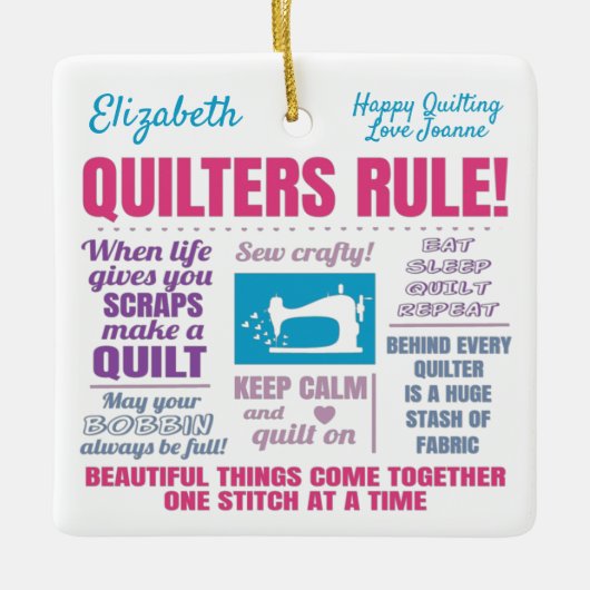 Quilters Quilting Quotes セラミックオーナメント (正面)