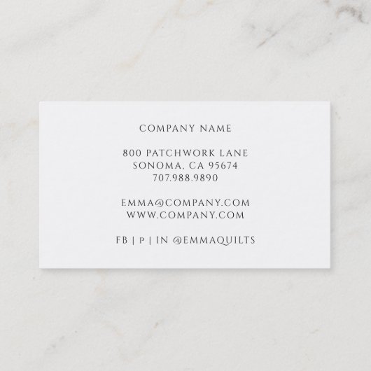 Quilting And Patchwork Design 名刺 (裏面)